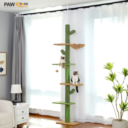 Cactus Cat Tree Tower 5-Tier Floor-to-Ceiling Climber