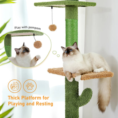 Cactus Cat Tree Tower 5-Tier Floor-to-Ceiling Climber
