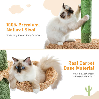 Cactus Cat Tree Tower 5-Tier Floor-to-Ceiling Climber